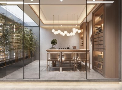 现代别墅地下室茶室3D模型下载